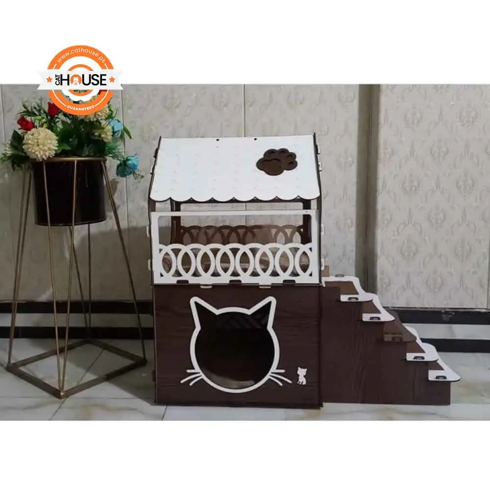 Charming Wooden Cat House White