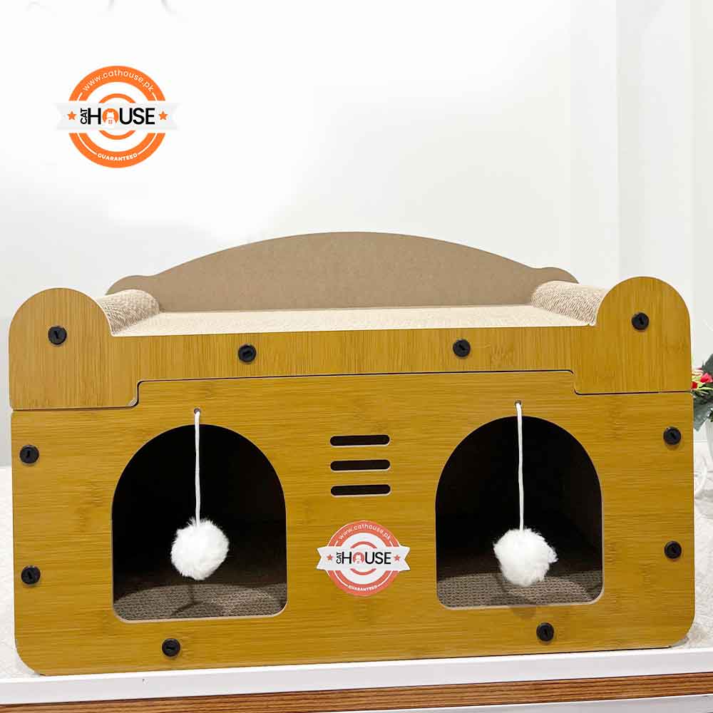 Sturdy Vertical Scratcher Cat House with Interactive Toy